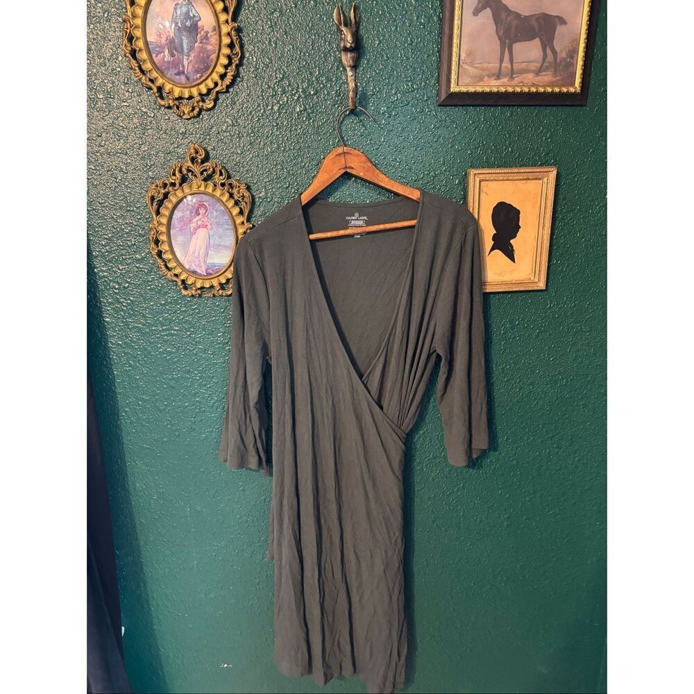Caden Lane Maternity Robe Women's Green Viscose Stretch Long Sleeve Eco Friendly